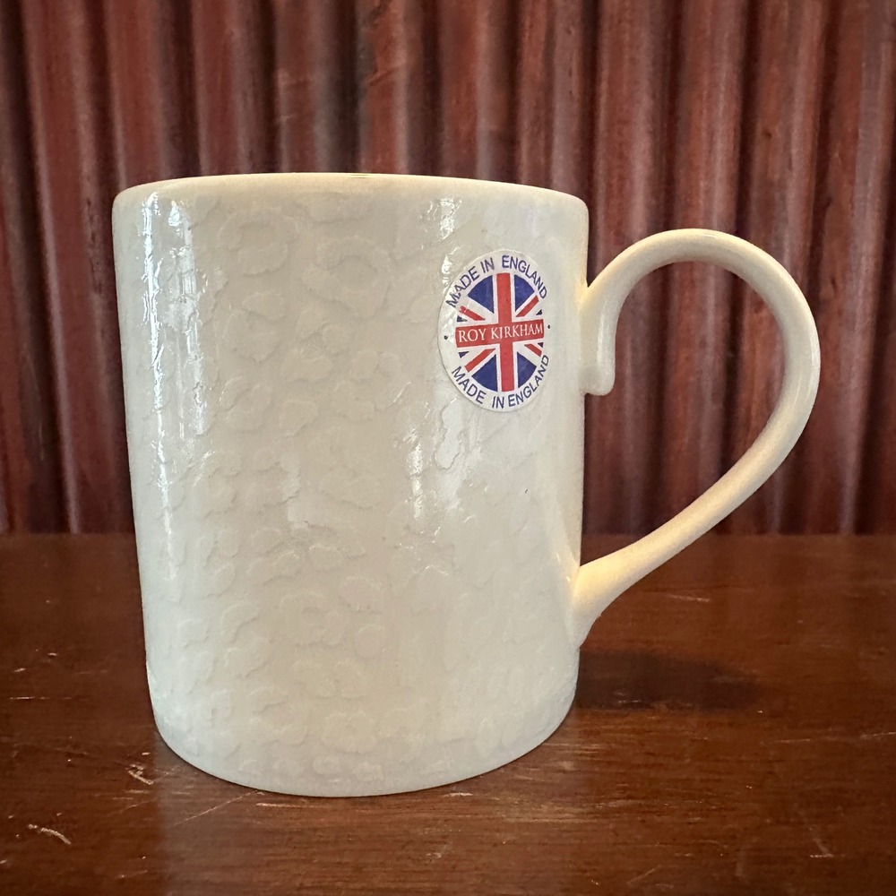 Roy Kirkham Mug White Leopard‎ Print Fine Bone China Made in England Cream Ivory - Picture 3 of 8